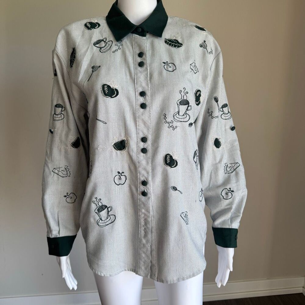 Vtg Teddi 90s Novelty Shirt, Coffee Lover Gift, Cafe Core Cottagecore Top 90’s